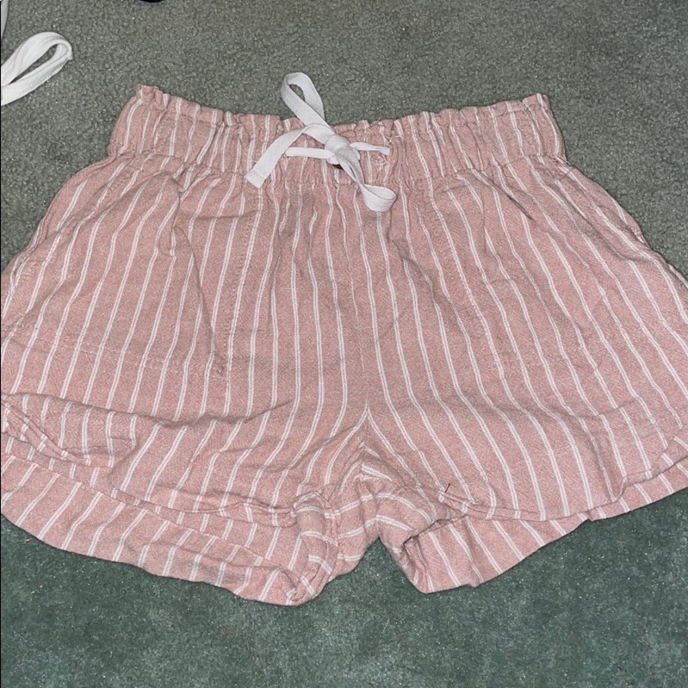 Pink striped beach shorts